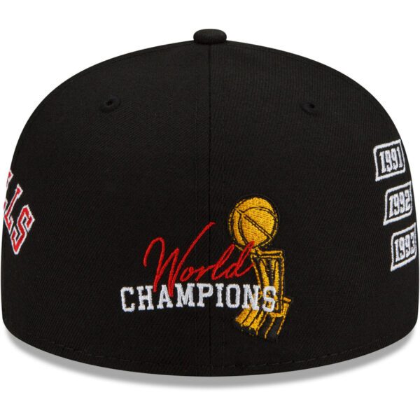 CHICAGO BULLS NEW ERA BLACK 6 TIME CHAMPIONS COUNT THE RINGS 59FIFTY FITTED HAT - Imagen 3